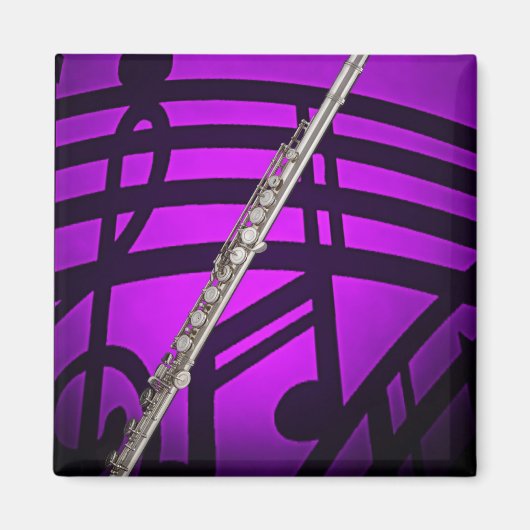 Flute Flutist Musician Square Magnet (Vorne)