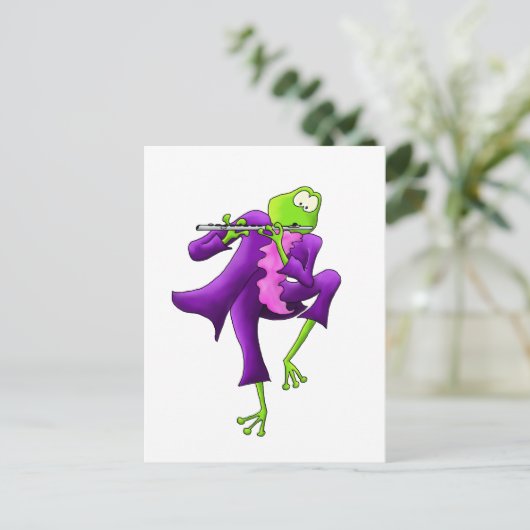 Flute Frosch Postkarte (Stehend Vorderseite)