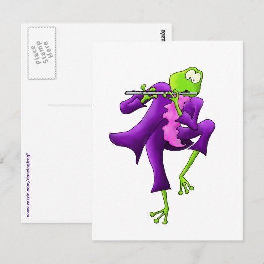 Flute Frosch Postkarte (Vorne/Hinten)