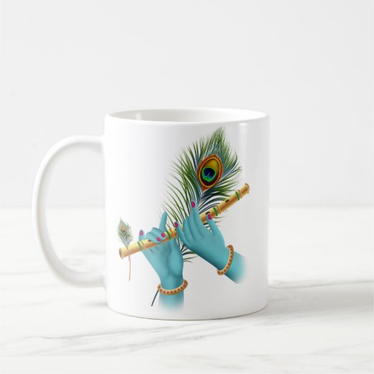 Flute_Hands_Peacock Feather_Lord Krishna Kaffeetasse (Links)