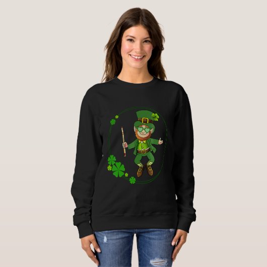 Flute Leprechaun St Patricks Day Flute Player Iris Sweatshirt (Vorne ganz)
