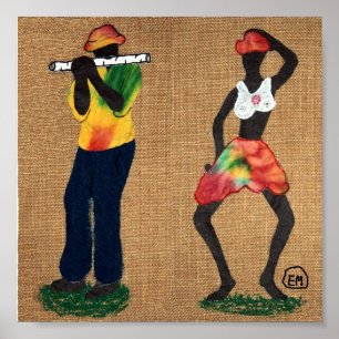 Flute Man und Tänzer Poster