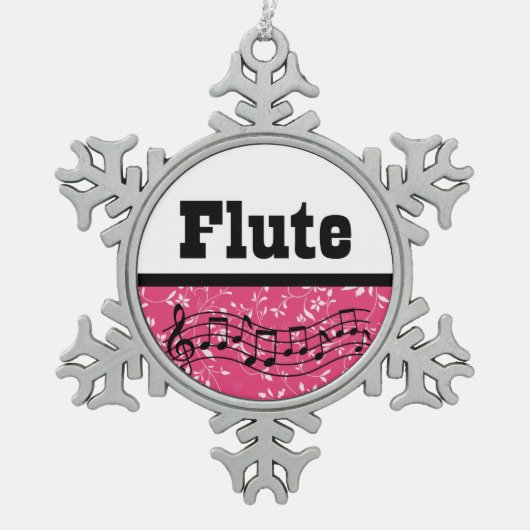 Flute Music Band Geschenk Schneeflocken Zinn-Ornament (Vorderseite)