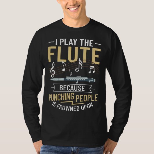 Flute Music Instrument Notes Flutist Player Beginn T-Shirt (Vorderseite)