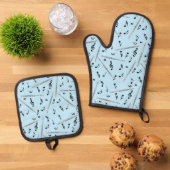 Flute Music Note Ofenhandschuh & Topflappen-Set (Oben Unten)
