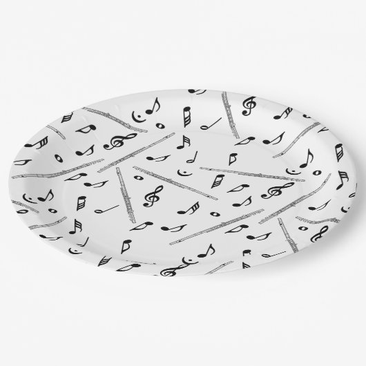 Flute Music Note Pappteller (Schrägansicht)
