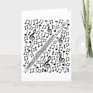 Flute Musical Notes Flutist Woodwind Music Teacher Feiertagskarte