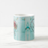 Flute Musiknote Hart Blue Wood Blume Kaffeetasse (Mittel)