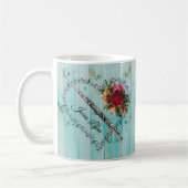 Flute Musiknote Hart Blue Wood Blume Kaffeetasse (Links)