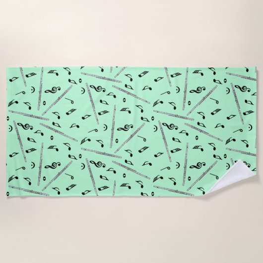Flute Musiknote Pattern Strandtuch (Vorderseite)