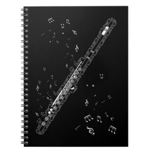 Flute Musiknoten Instrumentenmusiker Flutist Notizblock