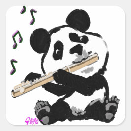 Flute Panda Quadratischer Aufkleber