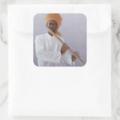Flute Player Quadratischer Aufkleber (Tasche)