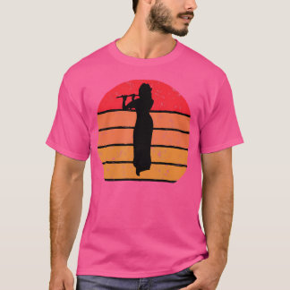 Flute Player Sunset Vintage Silhouette Tshi T-Shirt