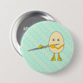 Flute Playing Egghead Button (Vorne & Hinten)