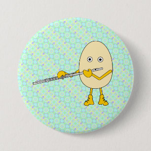 Flute Playing Egghead Button