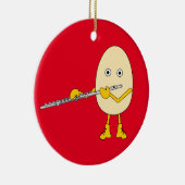 Flute Playing Egghead Keramik Ornament (Rechts)