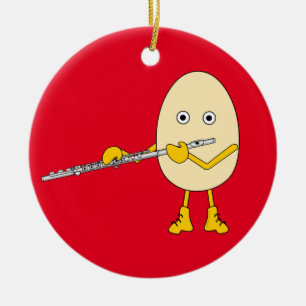 Flute Playing Egghead Keramik Ornament