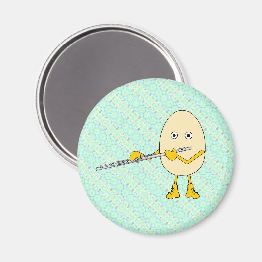 Flute Playing Egghead Magnet (Vorderseite/Rückseite)