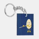 Flute Playing Egghead Schlüsselanhänger (Vorderseite links)