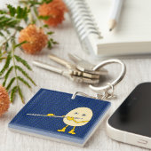 Flute Playing Egghead Schlüsselanhänger (Vorderseite rechts)