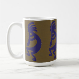 Flute Playing Kokopelli Abbildung: Blau auf Grün Kaffeetasse