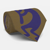 Flute Playing Kokopelli Abbildung: Blau auf Grün Krawatte (Gerollt)