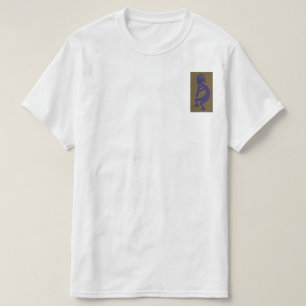 Flute Playing Kokopelli Abbildung: Blau auf Grün T-Shirt