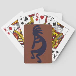 Flute Playing Kokopelli Abbildung, schwarz auf Rot Spielkarten