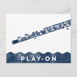 Flute Postkarte - Vintage Retro Navy White
