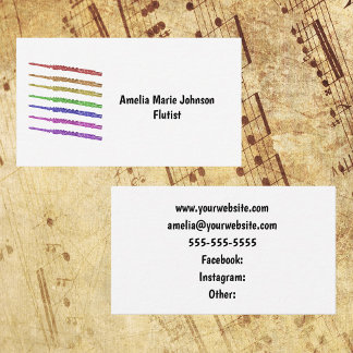 Flute Rainbow Personalisieren Visitenkarte