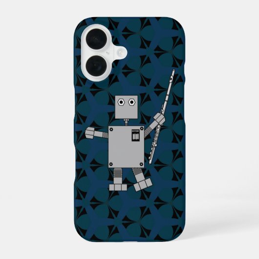 Flute Robot iPhone 16 Hülle (Rückseite)