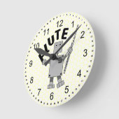Flute Robot Text Runde Wanduhr (Winkel)