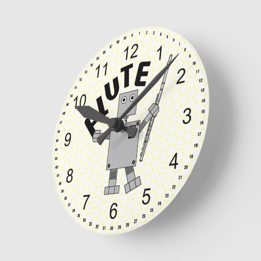 Flute Robot Text Runde Wanduhr (Winkel)