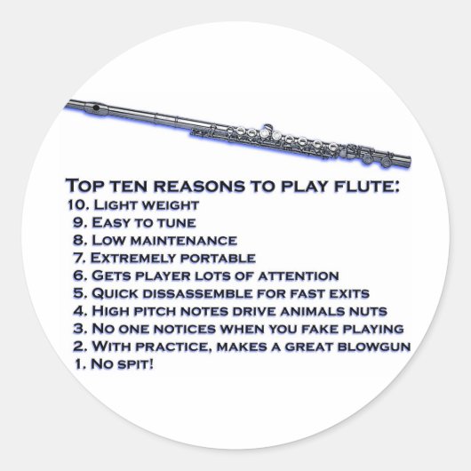 Flute Top 10 Runder Aufkleber (Vorderseite)
