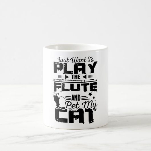 Flute und Katze Kaffeetasse (Mittel)