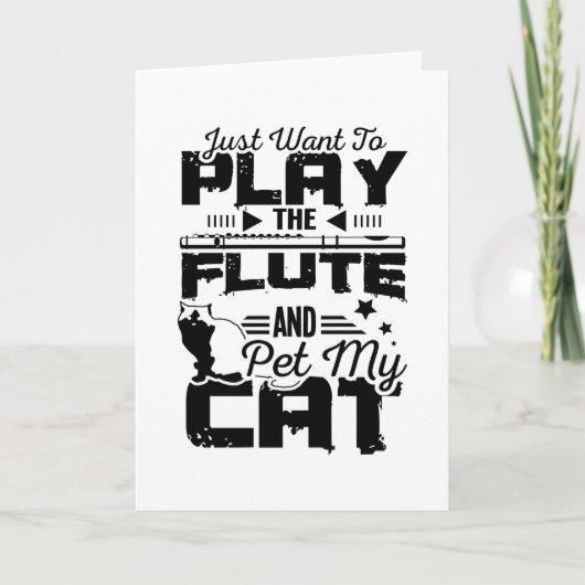 Flute und Katze Karte (Vorderseite)