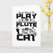 Flute und Katze Karte (Gelbe Blume)
