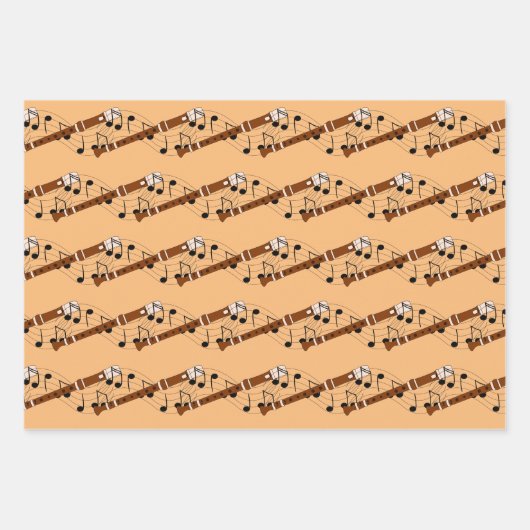 Flute Woodwind Musikalisches Design Geschenkpapier Set (Vorderseite 2)