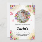 Flutende Glaube: Modernes Butterfly-Taufbecken-Fot Einladung (Vorderseite)