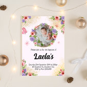 Flutende Glaube: Modernes Butterfly-Taufbecken-Fot Einladung