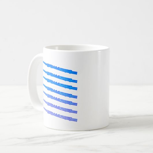 Flutes Blue Ombre Muster Kaffeetasse (Vorderseite Links)