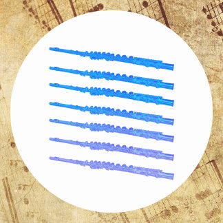 Flutes Blue Ombre Muster Runder Aufkleber