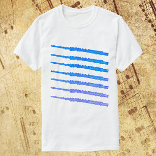 Flutes Blue Ombre Muster T-Shirt