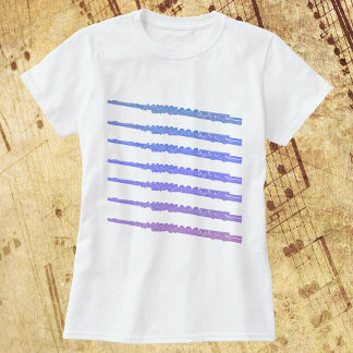 Flutes Muster Blau Pink Lila T-Shirt