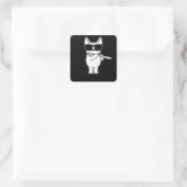 Flutist Flute Player Dog With Flute Quadratischer Aufkleber (Tasche)