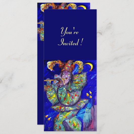 FLUTIST IM BLAUE-Party Einladung (Vorne/Hinten)