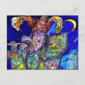 FLUTIST IM BLAUEN-Karneval-Maskat Einladungspostkarte (Vorderseite)