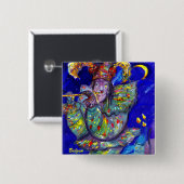 FLUTIST IN BLAU / Venezianische Karnevalsnacht Button (Vorne & Hinten)