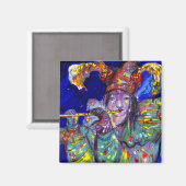 FLUTIST IN BLAU / Venezianische Karnevalsnacht Magnet (Vorderseite/Rückseite)